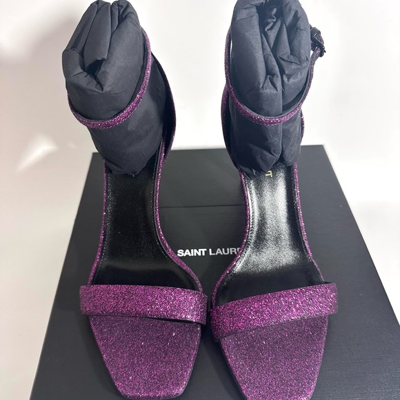 SAINT LAURENT
Glitter Amber 85 Ankle Strap Sandals 38.5 Fuchsia - Picture 3 of 6